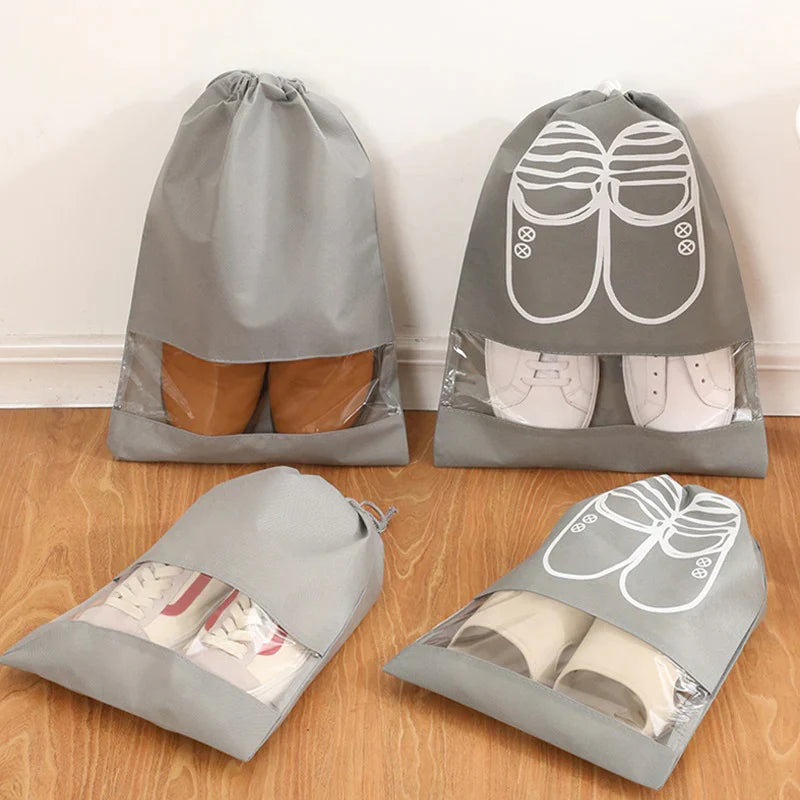 Premium Non-Woven Shoe Organizer Bag with Transparent Window